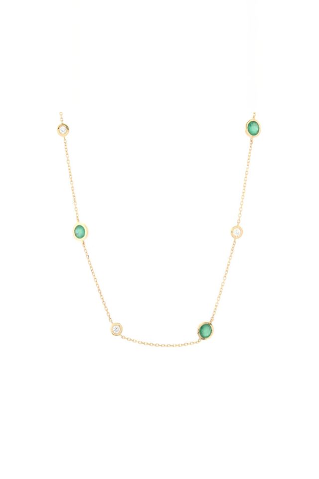 18k Gold Emerald and Diamond Necklace