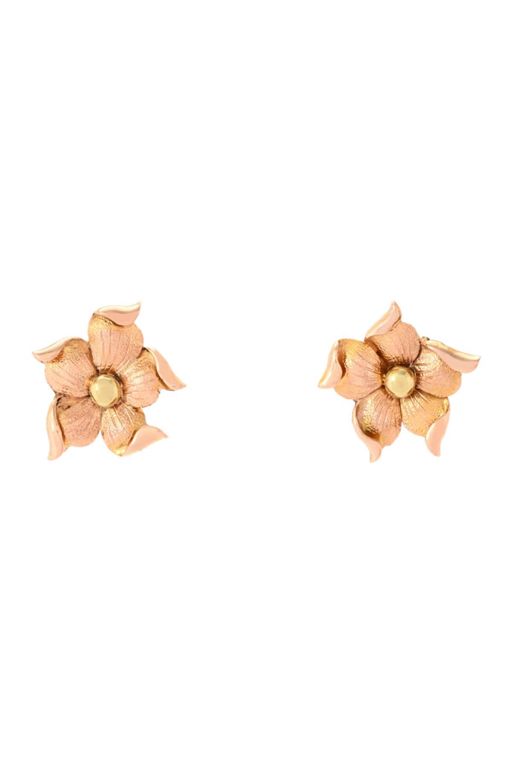 Pair of 14k Gold Flower Earrings