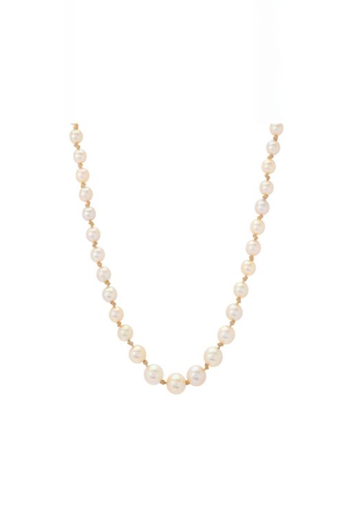 18k Gold and Silver Pearl and Diamond Necklace