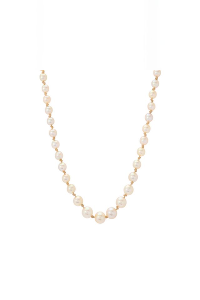 18k Gold and Silver Pearl and Diamond Necklace
