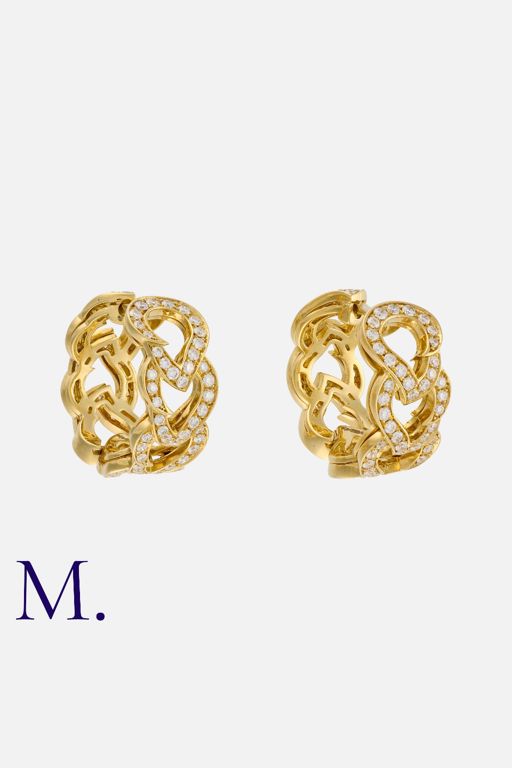 18k Yellow Gold Diamond Hoop Earrings