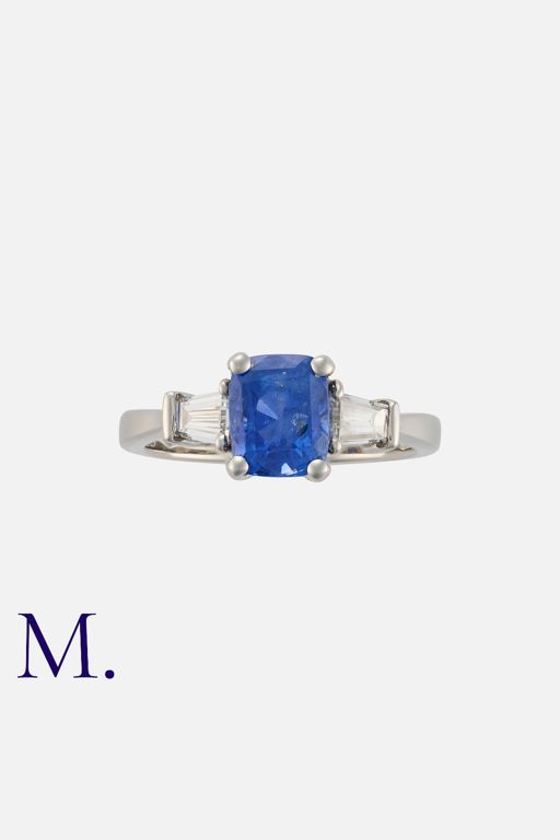 Platinum Sapphire and Diamond Ring
