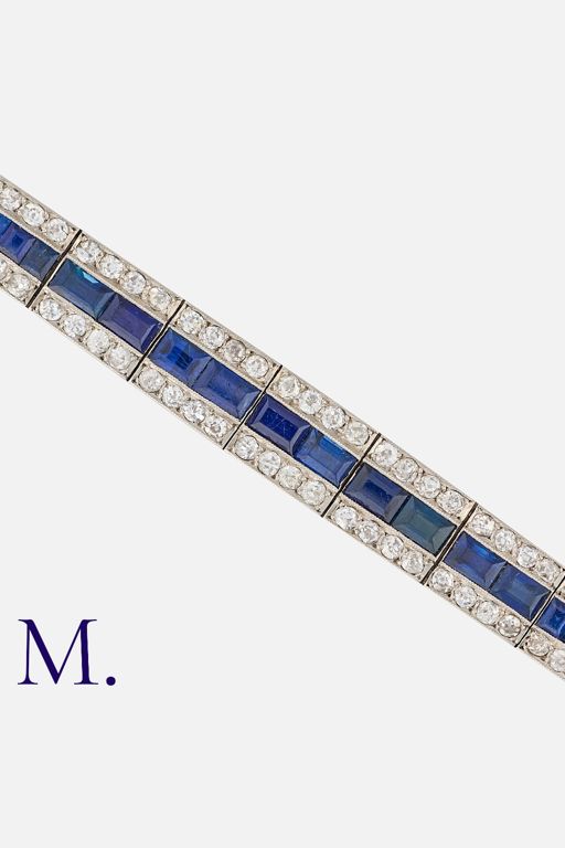 Platinum Sapphire and Diamond Bracelet