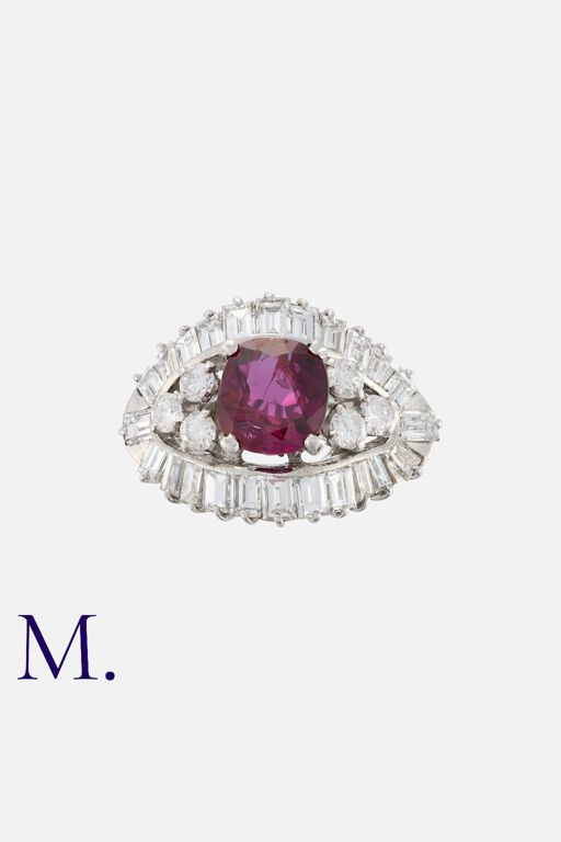 14k White Gold Ruby and Diamond Ring