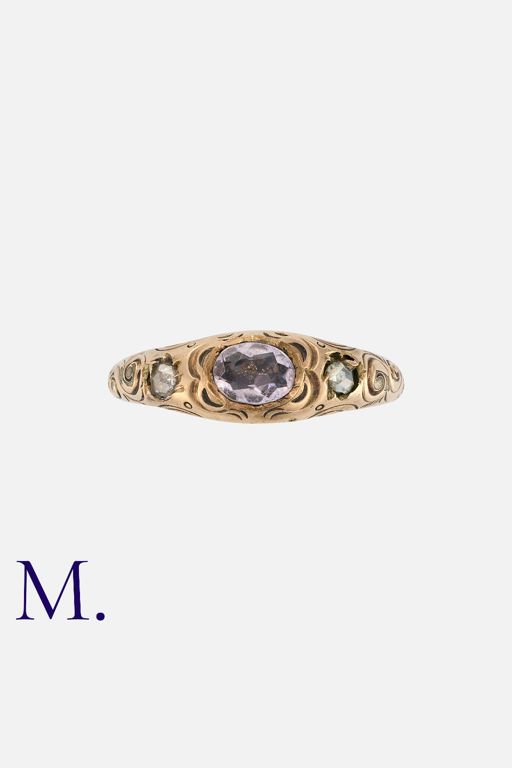 9k Yellow Gold Sapphire and Diamond Ring