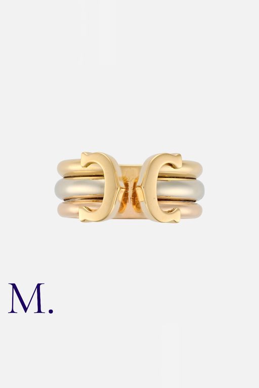 18k Yellow, Rose and White Gold Double C Ring