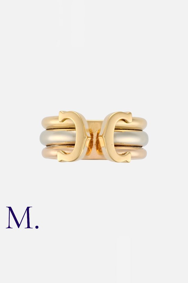 18k Yellow, Rose and White Gold Double C Ring