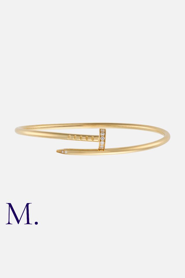 18k Yellow Gold Diamond Nail Bracelet