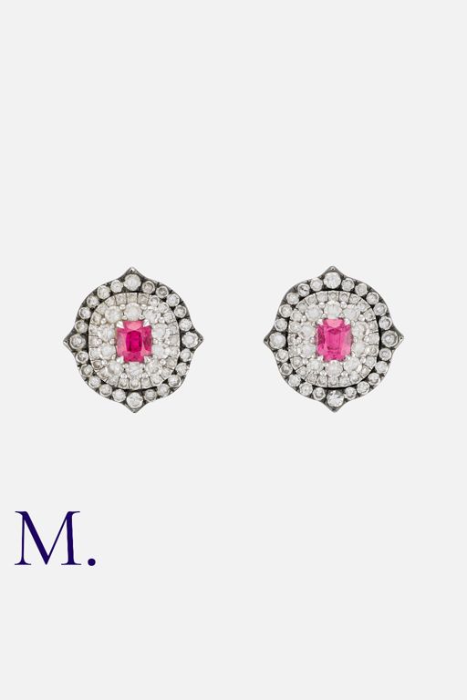18k White Gold Spinel and Diamond Earrings