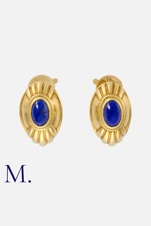 18k Yellow Gold Lapis Lazuli Earrings