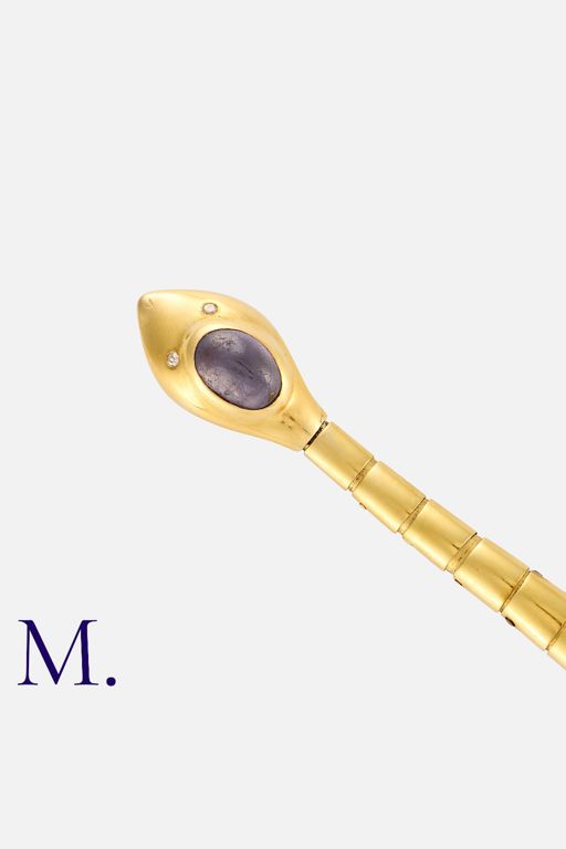 18k Gold Sapphire and Diamond Snake Bracelet