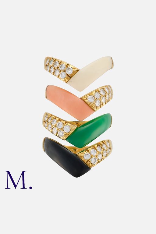 Four 18k Yellow Gold Gemstone Rings
