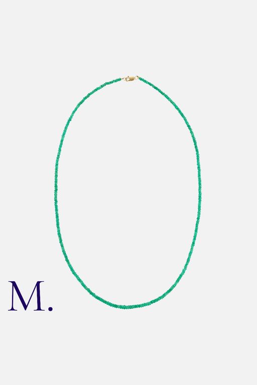 18k Yellow Gold Emerald Bead Necklace