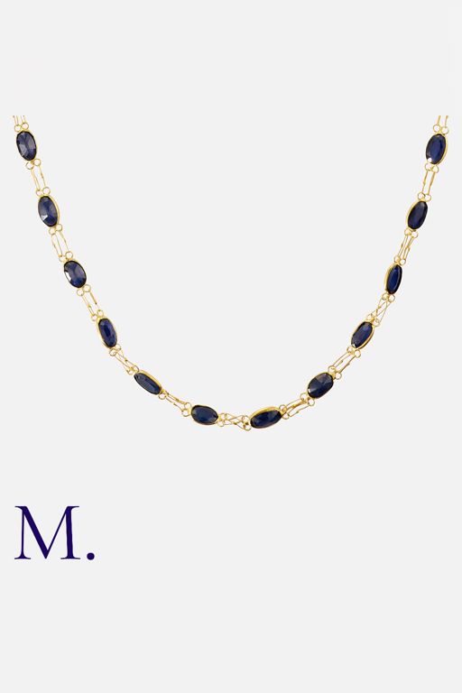 14k Yellow Gold Sapphire Necklace