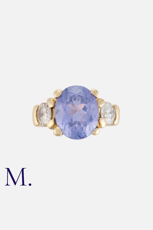 14k Yellow Gold Sapphire and Diamond Ring