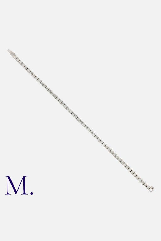 18k White Gold Diamond Line Bracelet