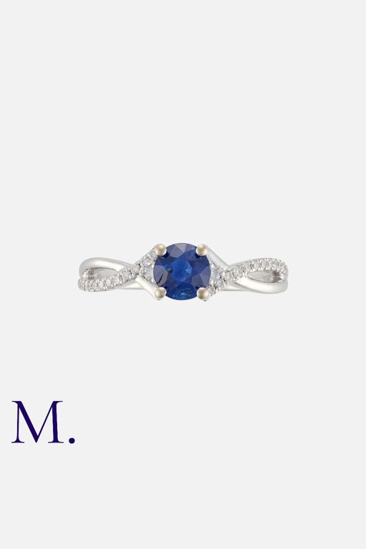 18k White Gold Sapphire and Diamond Ring