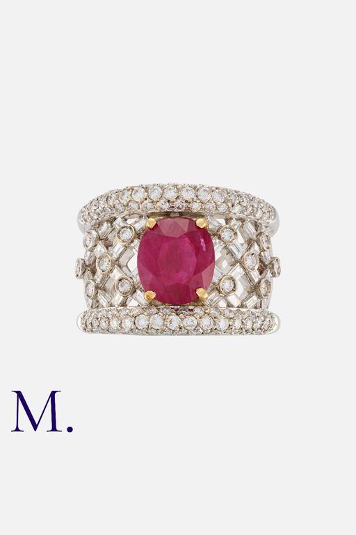 18k White Gold Ruby and Diamond Ring