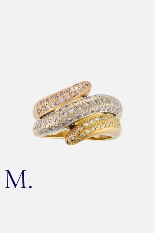 18k Tri-Color Gold Diamond Ring