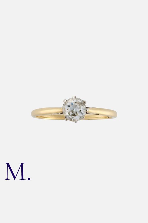 Yellow Gold and Platinum Diamond Solitaire Ring