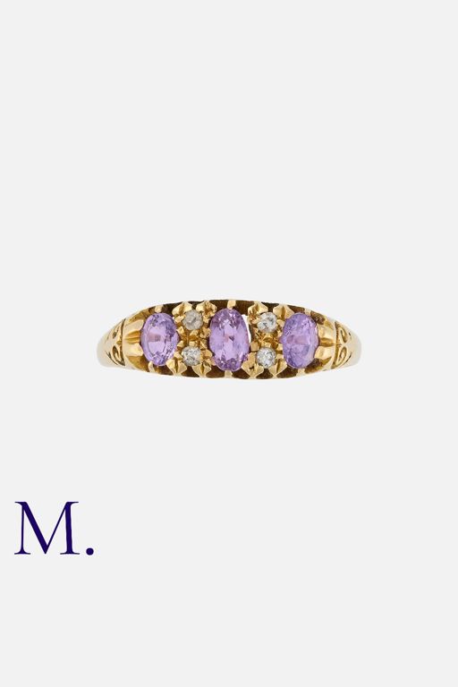 18k Yellow Gold Sapphire and Diamond Ring