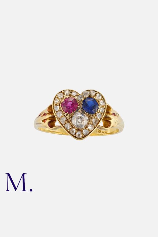 18k Yellow Gold Multi-Gem Heart Ring