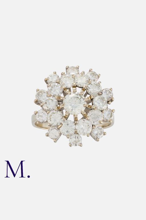 White Gold Diamond Cluster Ring