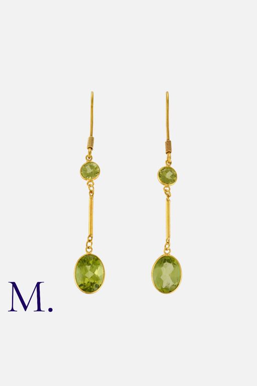 14k Yellow Gold Peridot Pendant Earrings
