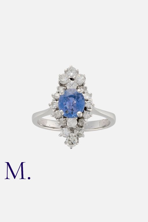 18k White Gold Sapphire and Diamond Ring