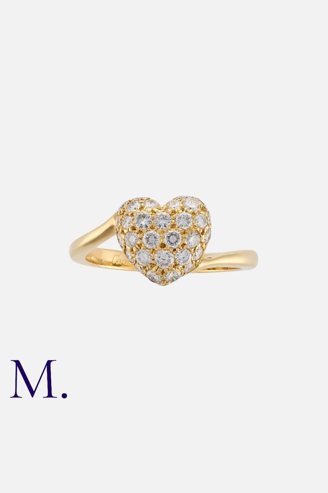 18k Yellow Gold Diamond Heart Ring