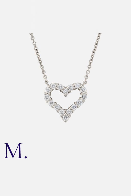 Platinum Diamond Heart Pendant Necklace