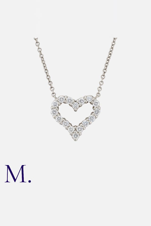 Platinum Diamond Heart Pendant Necklace