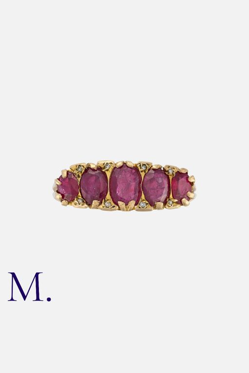 18k Yellow Gold Ruby and Diamond Ring