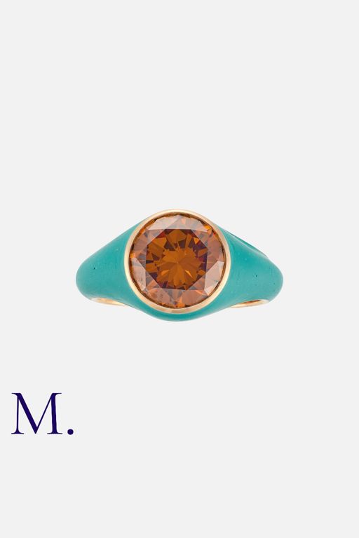 18k Rose Gold and Lacquer Diamond Ring