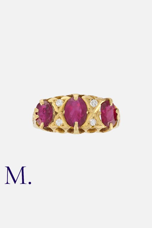 18k Yellow Gold Ruby and Diamond Ring
