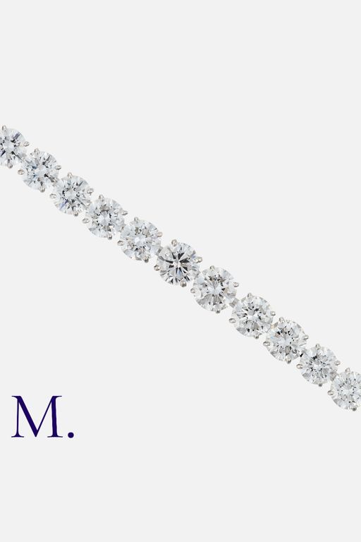 Platinum and 18k White Gold Diamond Line Bracelet