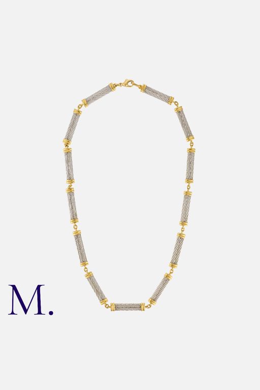 18k Yellow Gold and Stainless Steel Necklace