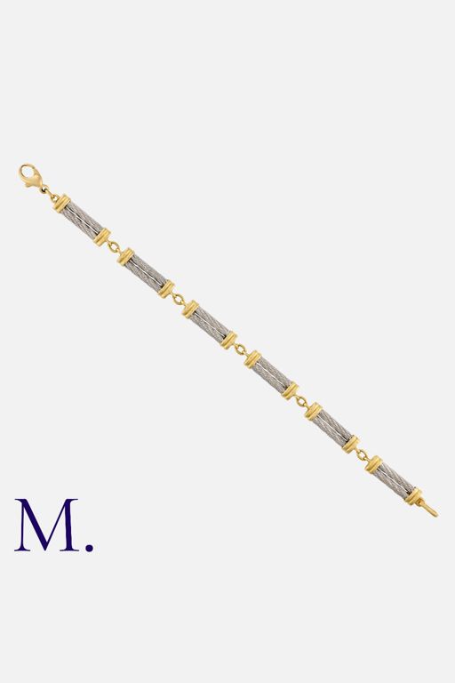 18k Yellow Gold and Stainless Steel Bracelet