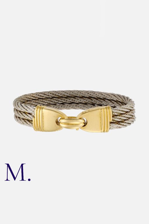 18k Yellow Gold and Stainless Steel Bracelet