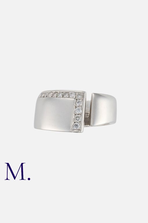 18k White Gold Diamond Open Band Ring