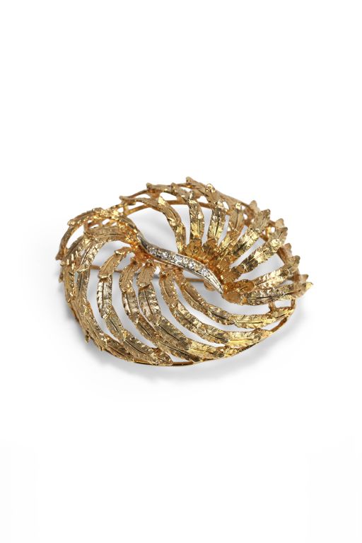 18k Gold Diamond Brooch