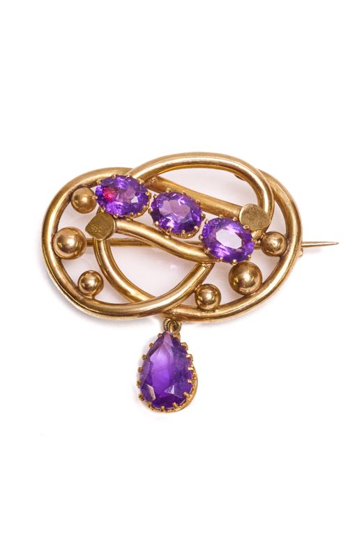 9k Gold Amethyst Brooch