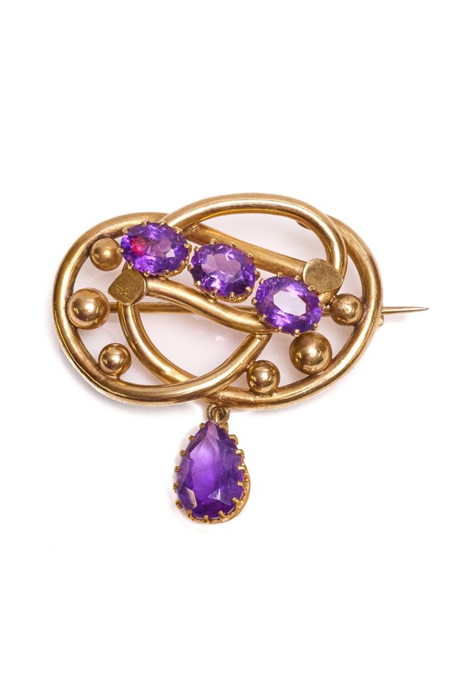 9k Gold Amethyst Brooch