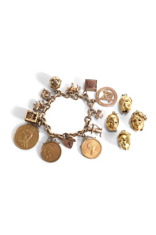Gold Bracelet and Mask Charms
