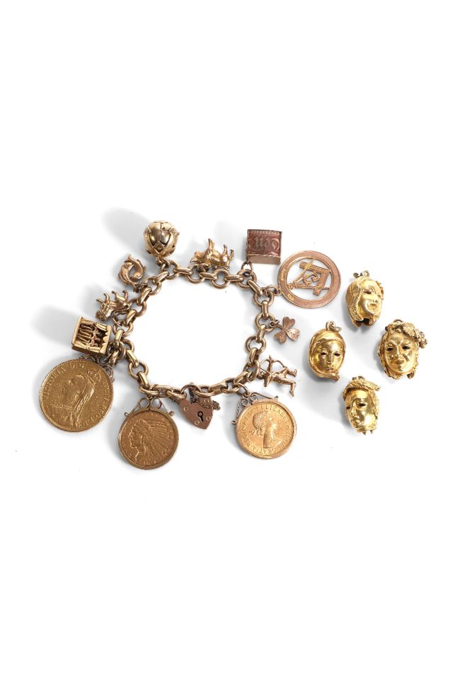 Gold Bracelet and Mask Charms