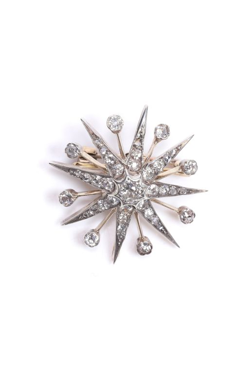Gold and Silver Diamond Brooch
