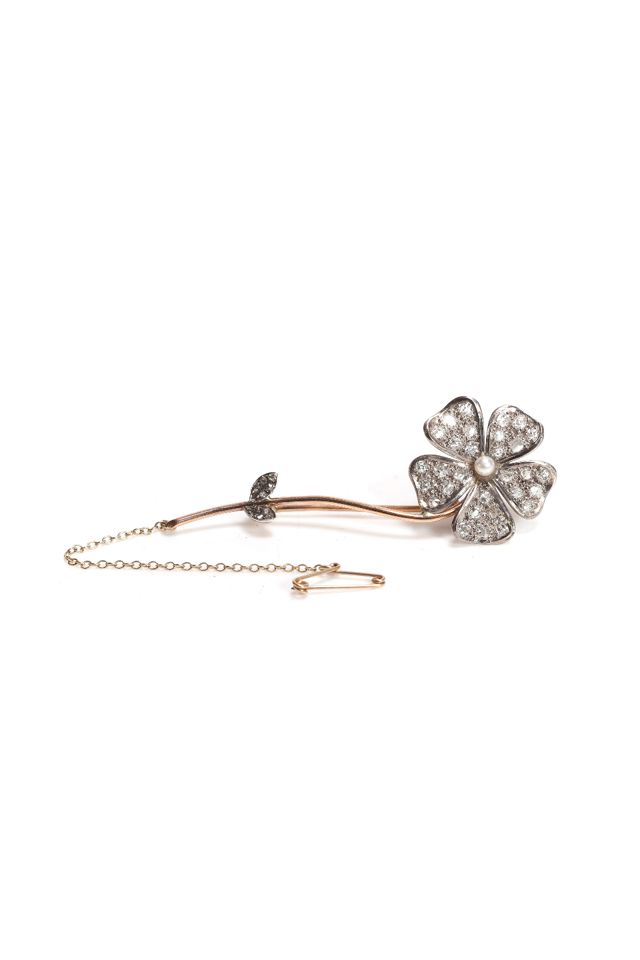 Diamond and Pearl Brooch