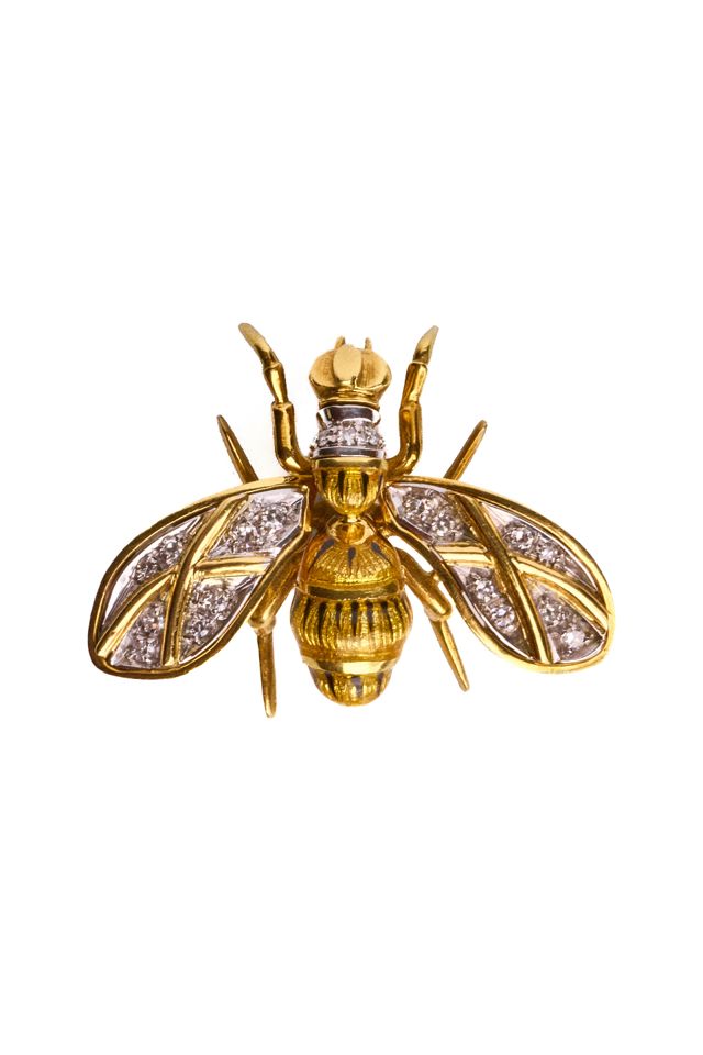 18k Gold Diamond Brooch