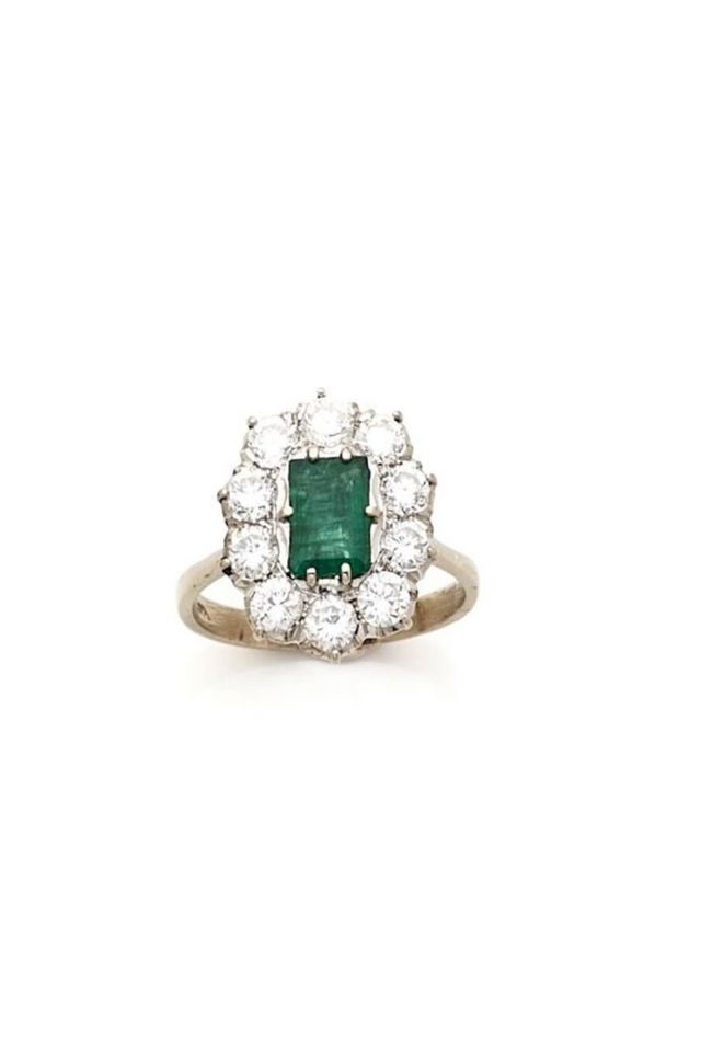18k Gold Emerald and Diamond Ring