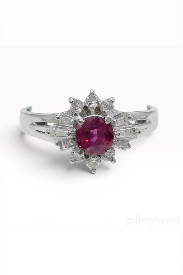 Platinum Ruby and Diamond Cocktail Ring